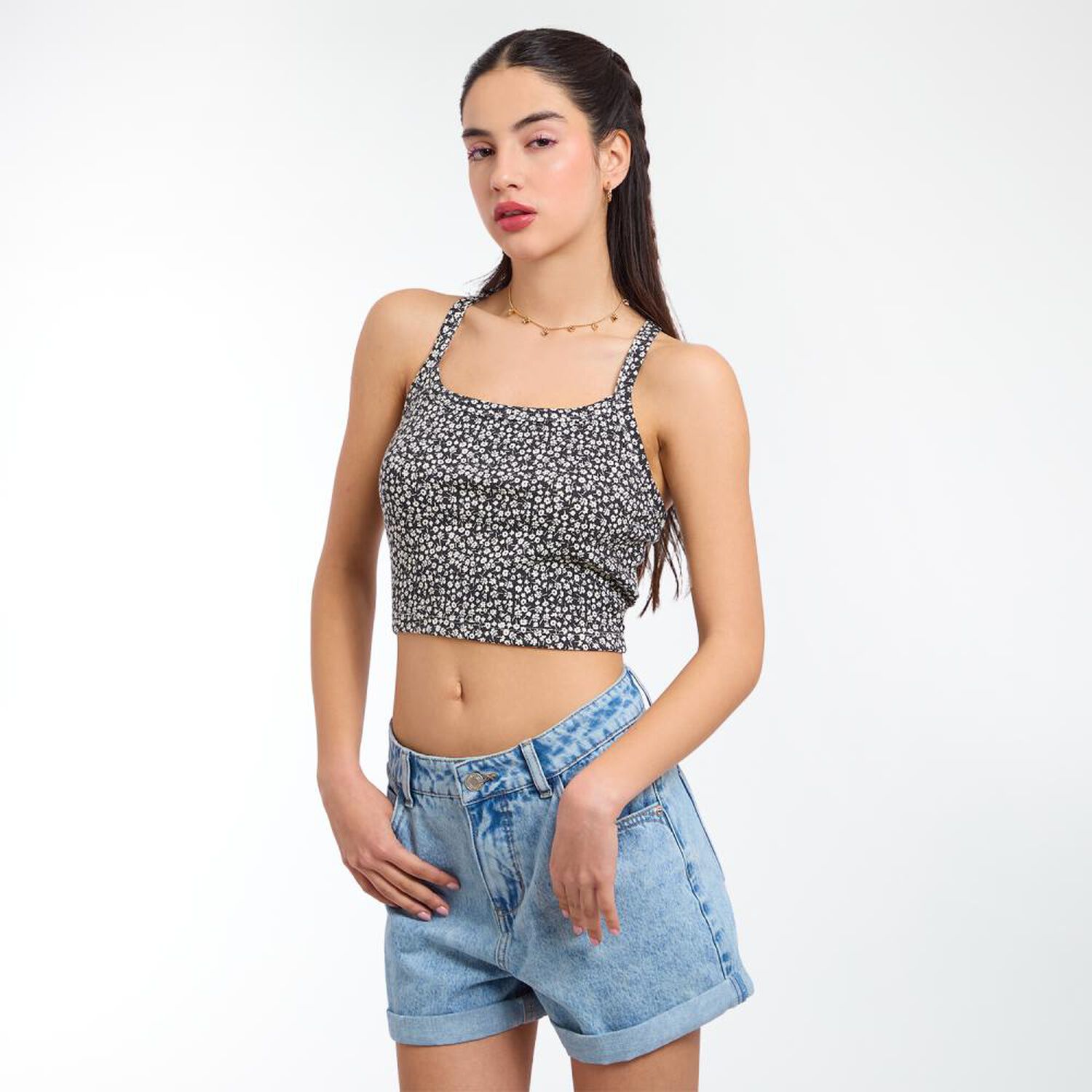 Polera Crop Estampada Sin Mangas Cuello Recto Mujer Freedom image number 2.0