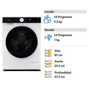 Lavadora Secadora Midea MLSF-095B/W / 9.5 Kg / 7 Kg