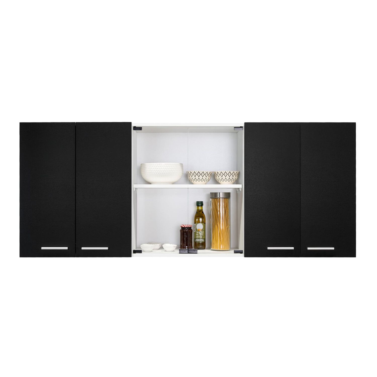 Mueble Superior De Cocina 6 Puertas 150x60x31,5 Cm Negro Y Blanco image number 3.0
