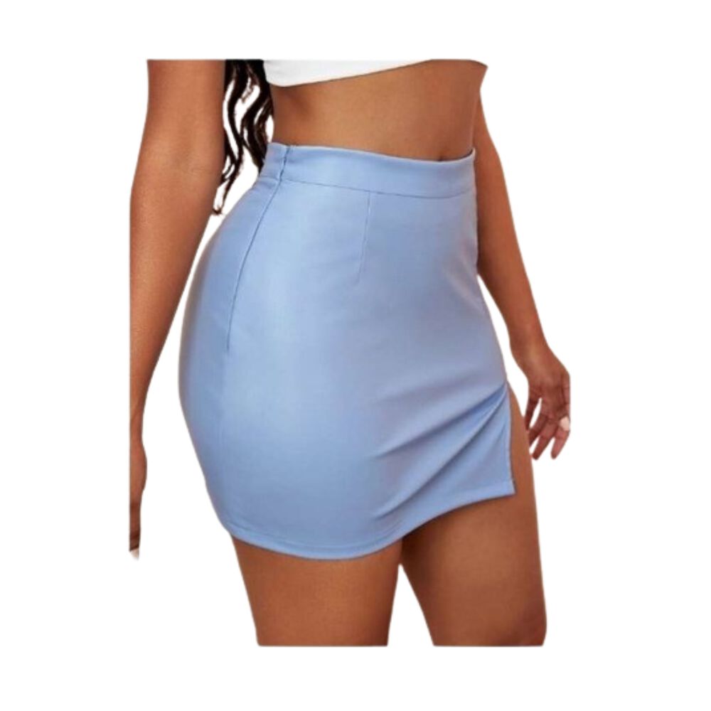 Falda Cuero Con Abertura Pierna Tiro Alto Sin Costura image number 6.0