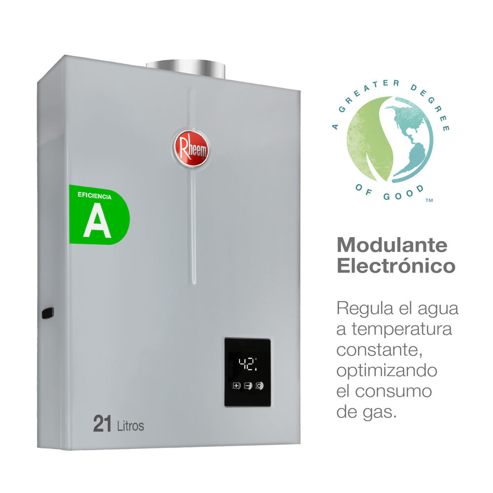 Calefont 21 L Gas Licuado T. Forzado + Control Digital Rheem image number 8.0