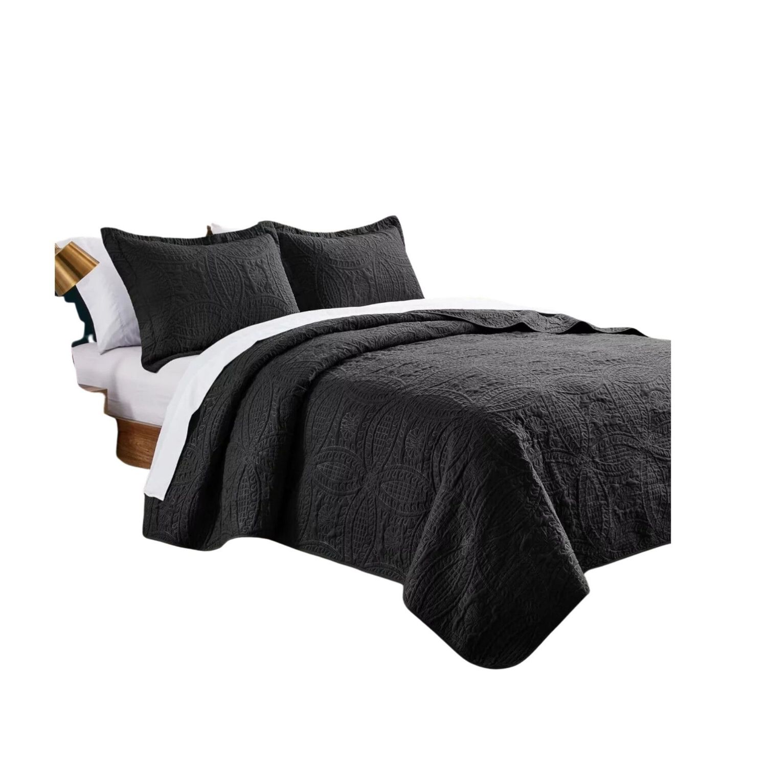Cubrecama Quilt Reversible Queen 228x228 Cm M&aacute;s Fundas Almohada Negro image number 1.0