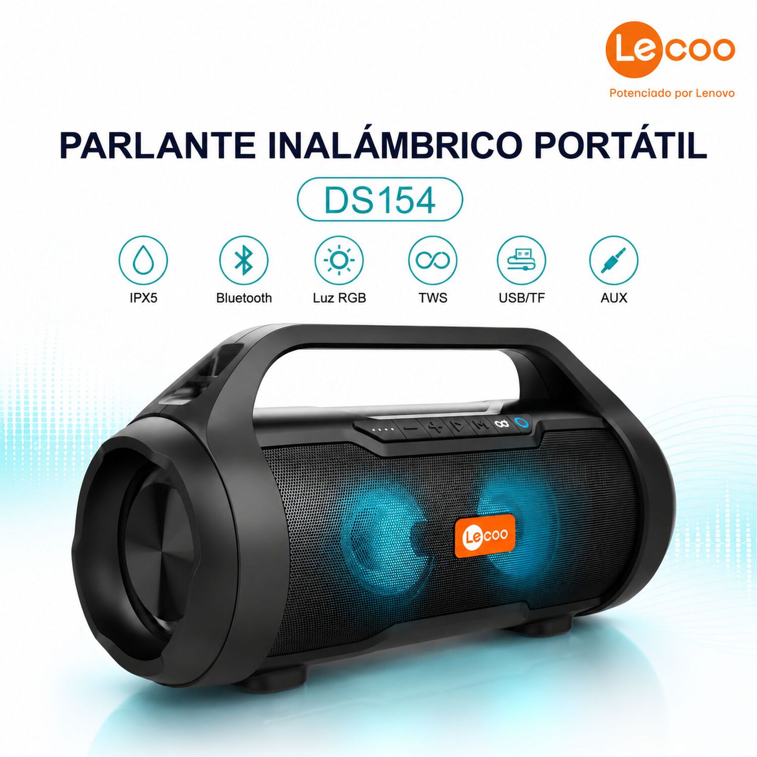 Parlante Portatil Lenovo Leco Ds154 Bluetooth Retroiluminado image number 4.0