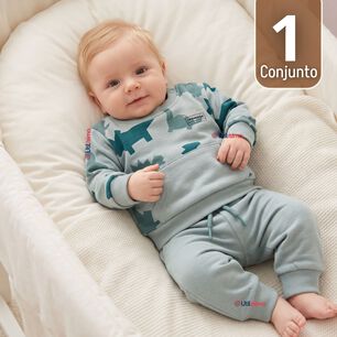 Conjunto Buzo Poler&oacute;n 2 Piezas Beb&eacute; Ni&ntilde;o Estampado Dinosaur