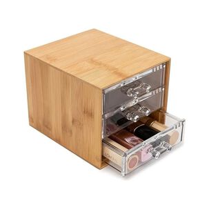Mini Organizador Bamb&uacute; 3 Cajones Acrilico Manija Resistente