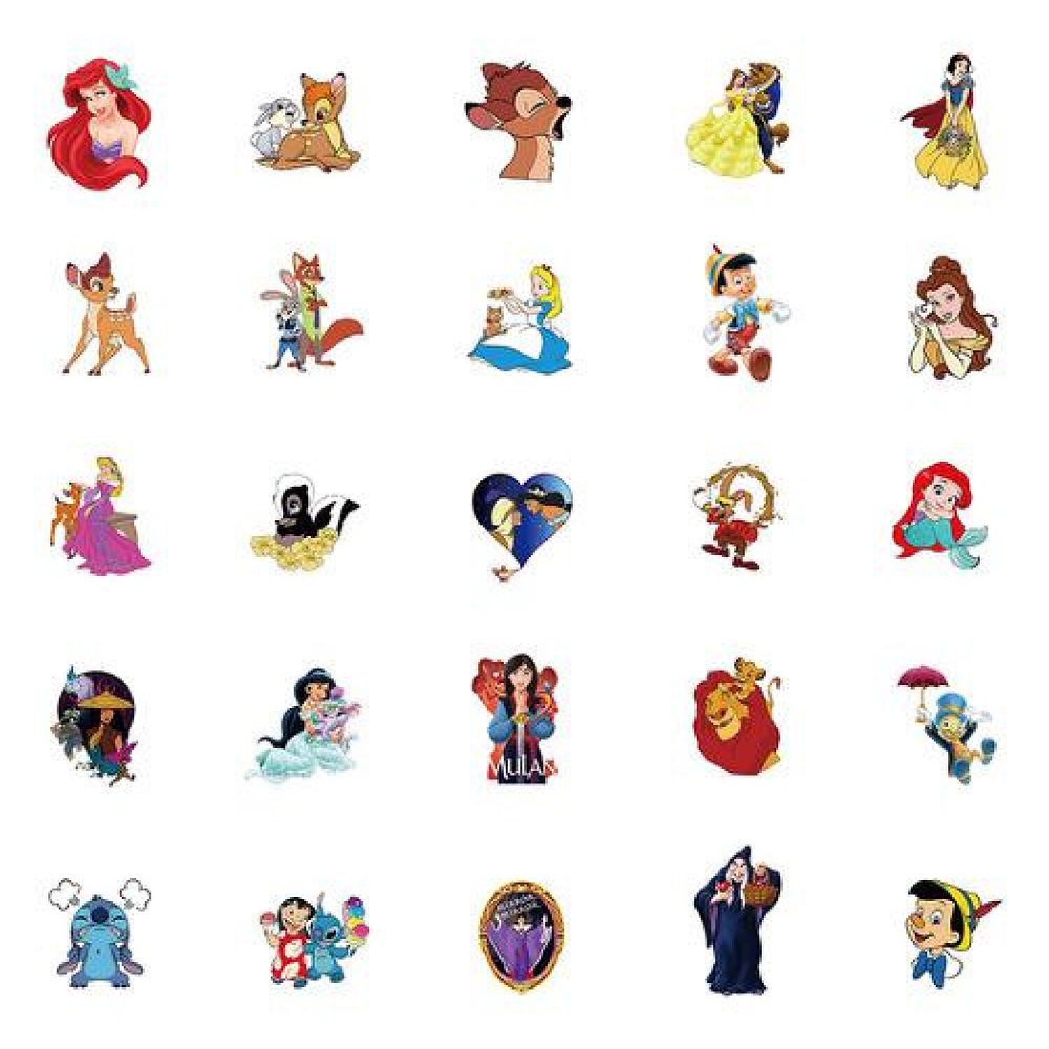 Pack 50 Sticker Dibujos Animados Princesas Stich Mickey image number 5.0