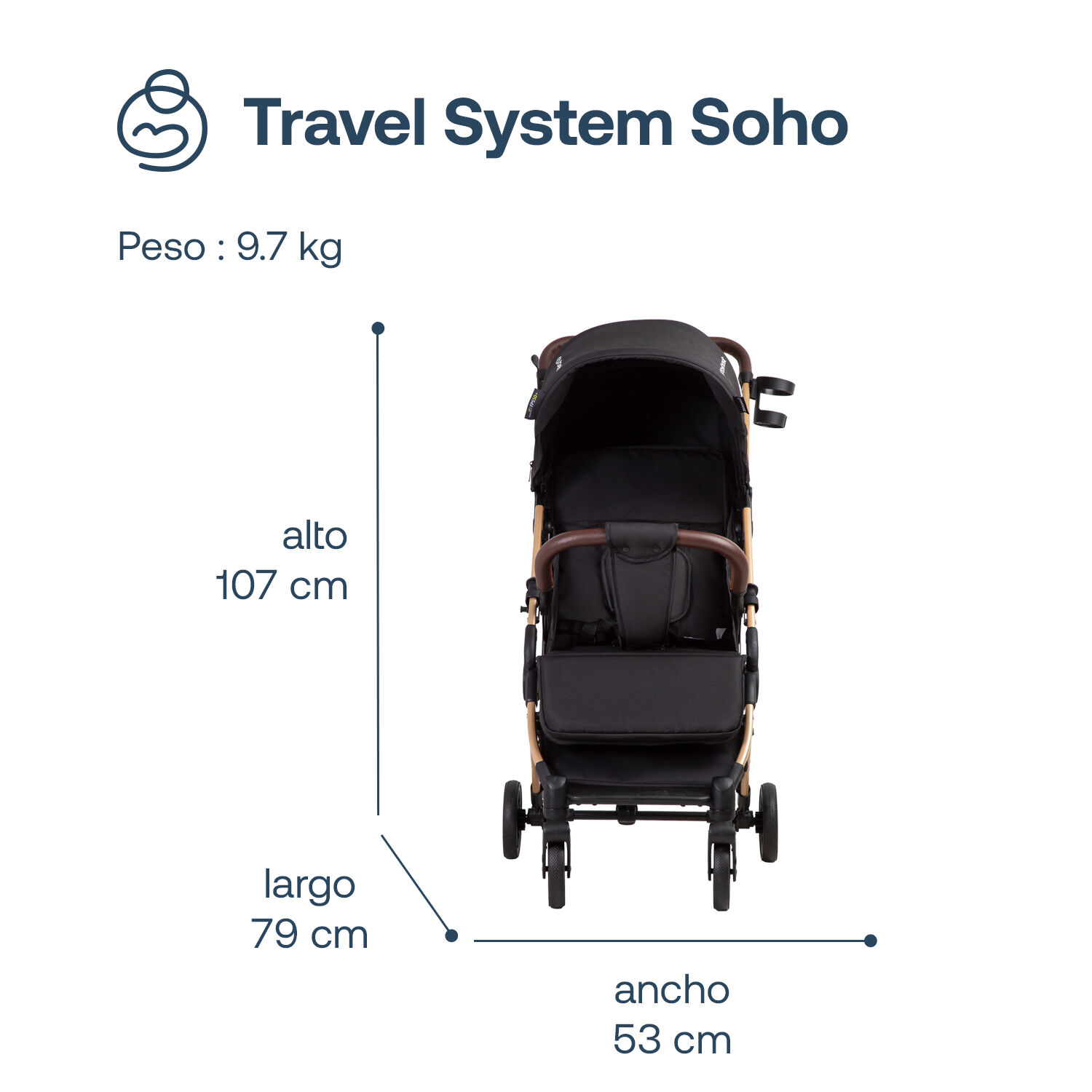 Coche Maleta Compacto Travel System Soho Negro Bebesit image number 8.0