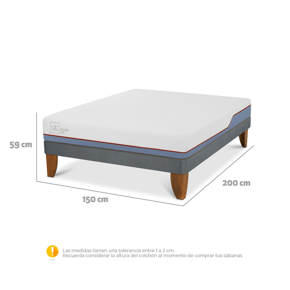 Cama Europea Cic Excellence Plus / 2 Plazas / Base Normal + Set de Maderas Milan image number 3.0