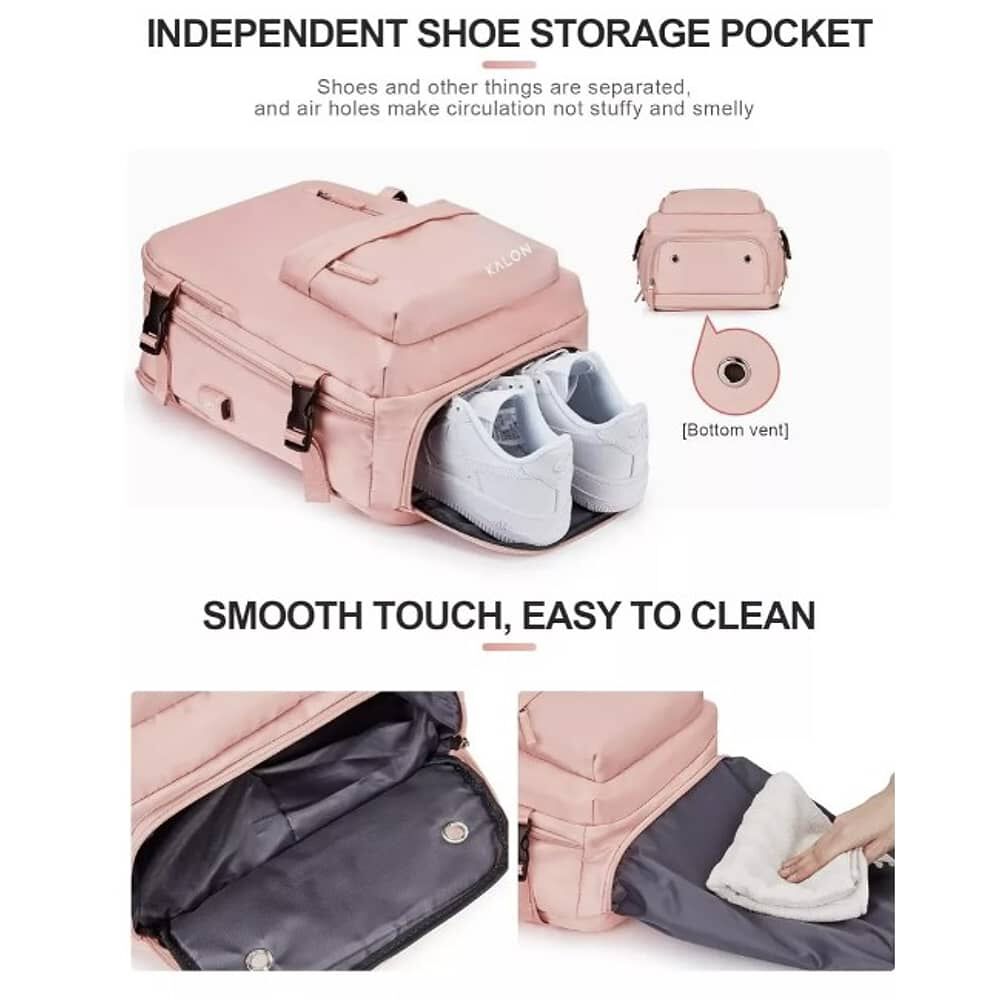 Mochila De Senderismo Impermeable De Viaje Grande Con Interf Rosa image number 2.0