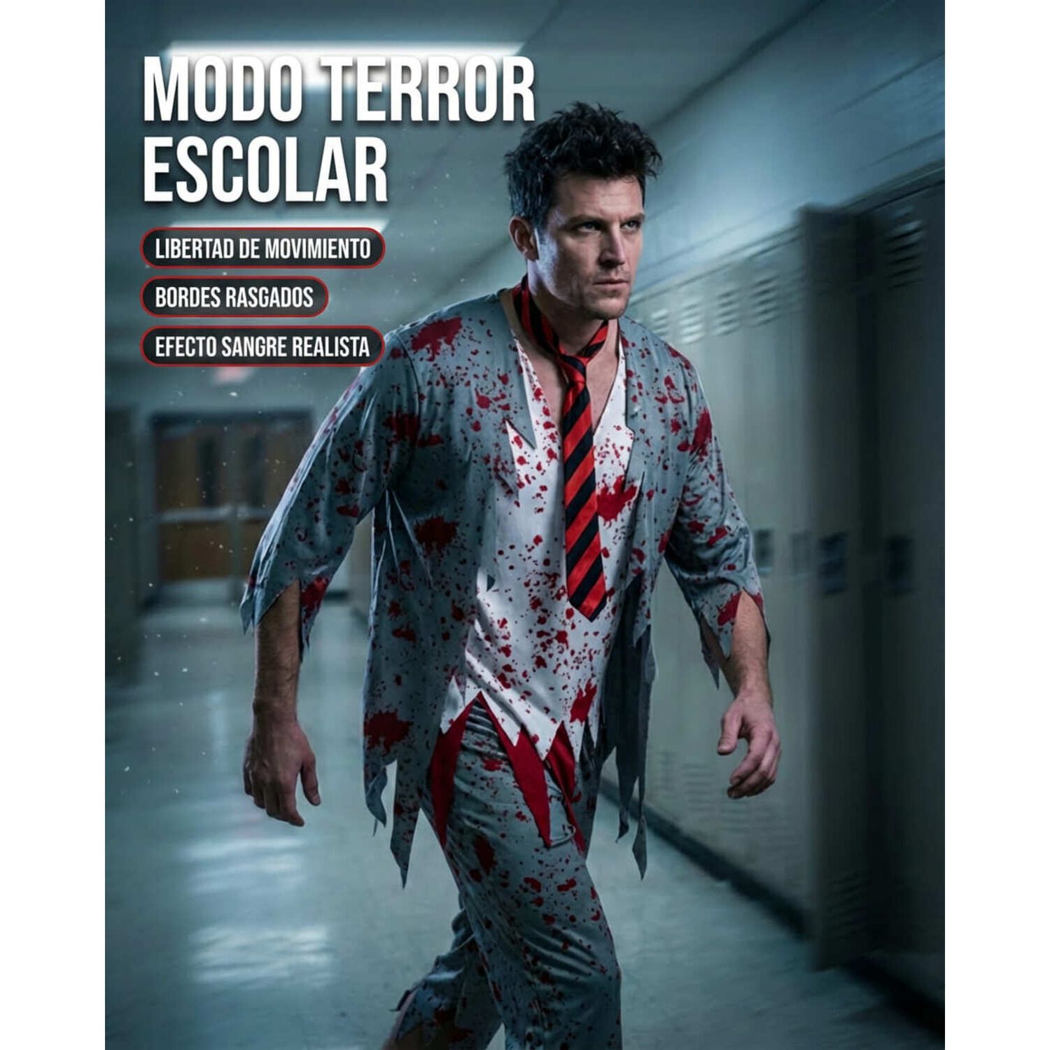 Disfraz Cosplay Zombie Adulto Escolar image number 1.0