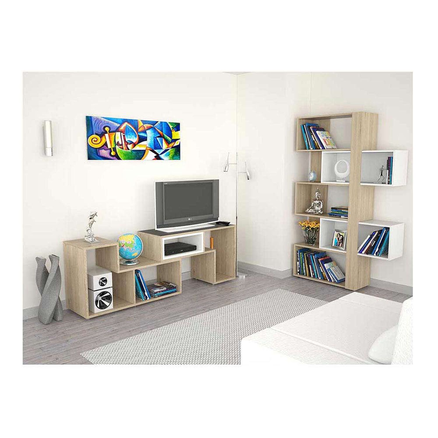 Combo Rack Extensible + Biblioteca Cubo Tuhome Beijing image number 0.0