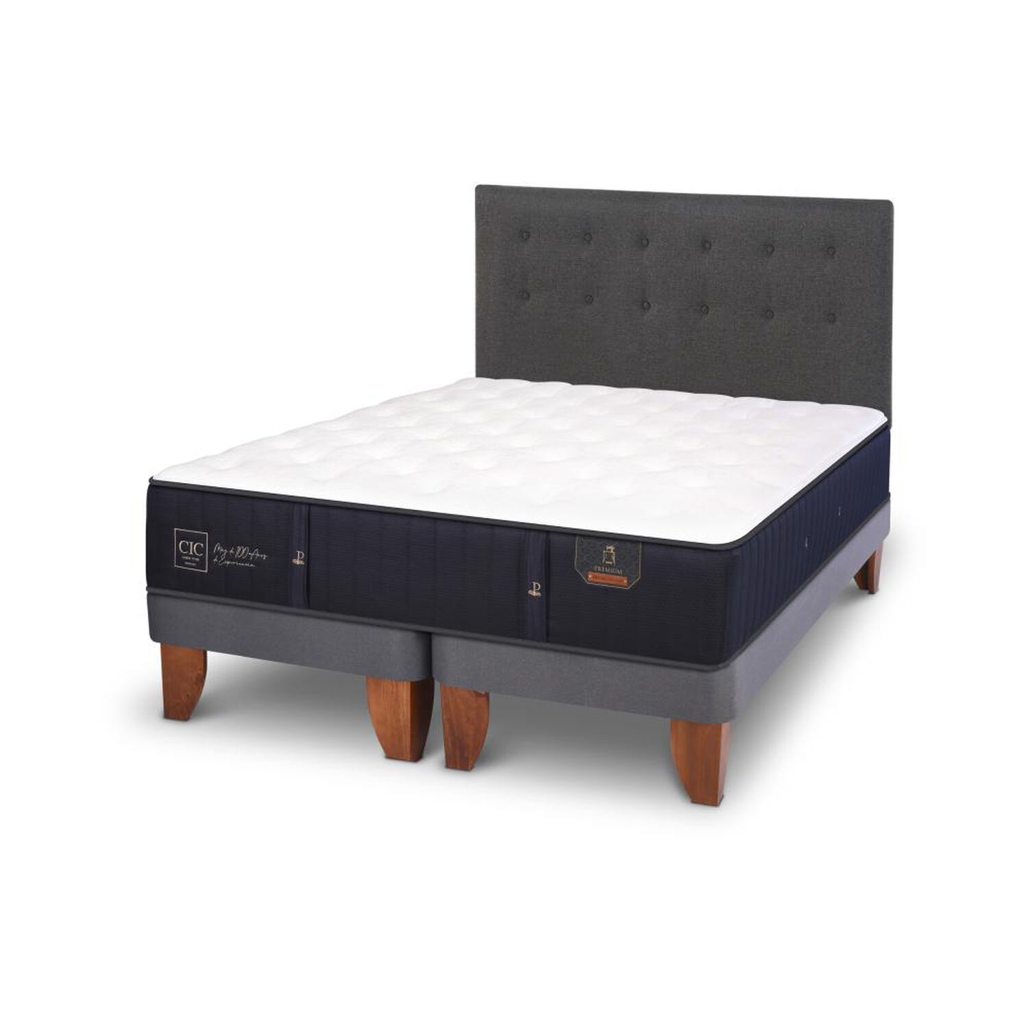 Cama Europea Cic Premium / 2 Plazas / Base Dividida + Respaldo image number 3.0