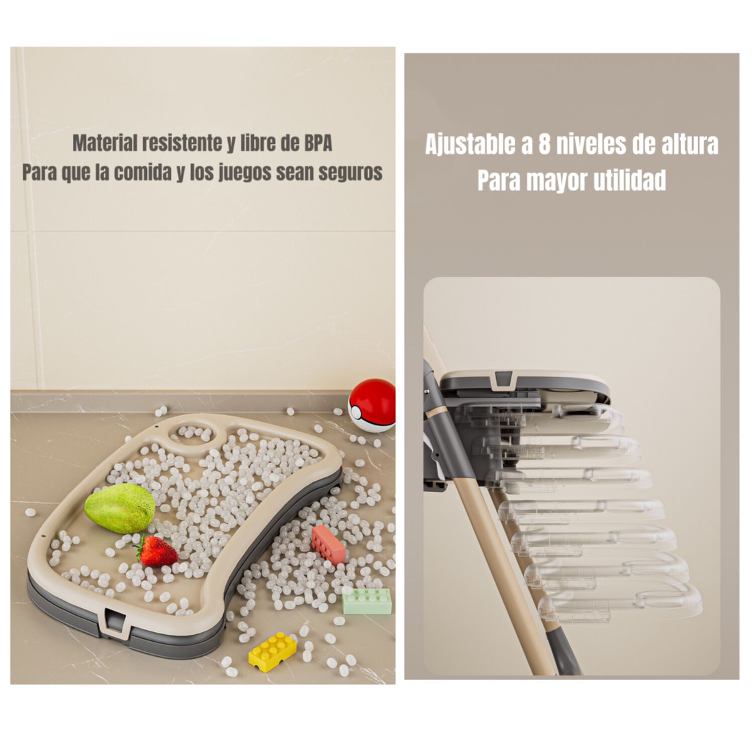 Silla De Comer Reclinable Plegable Lubabycas Caf&eacute; image number 1.0