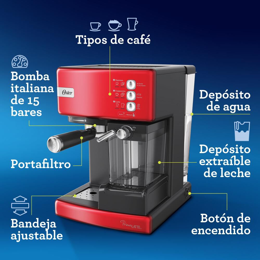 Cafetera Oster Primalatte BVSTEM6603R-052 image number 2.0