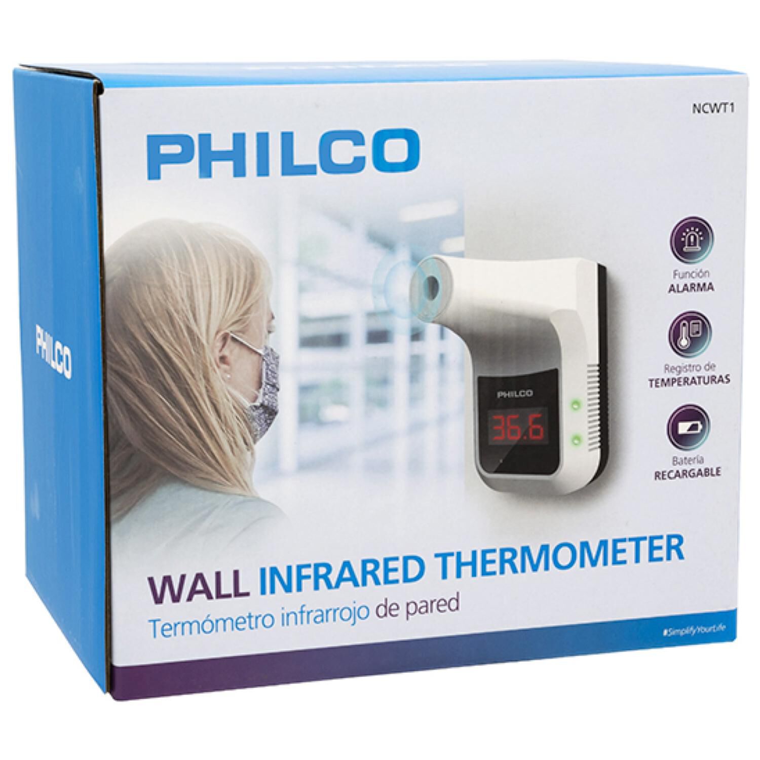 Termometro Infrarrojo De Pared Recargable Blanco Philco image number 3.0