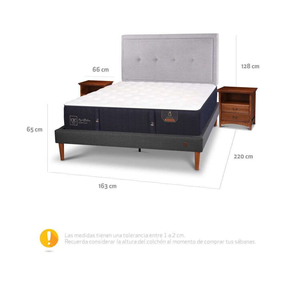 Cama Europea Cic Premium / 2 Plazas / Base Normal + Set De Maderas image number 5.0