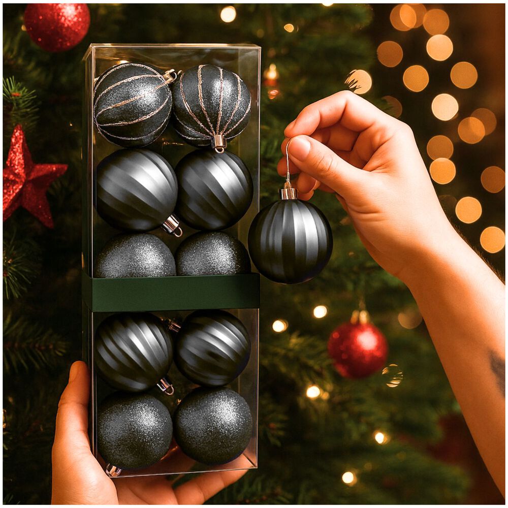 12 Bambalinas Esferas Navideñas Plateado Decoracion Navidad image number 2.0