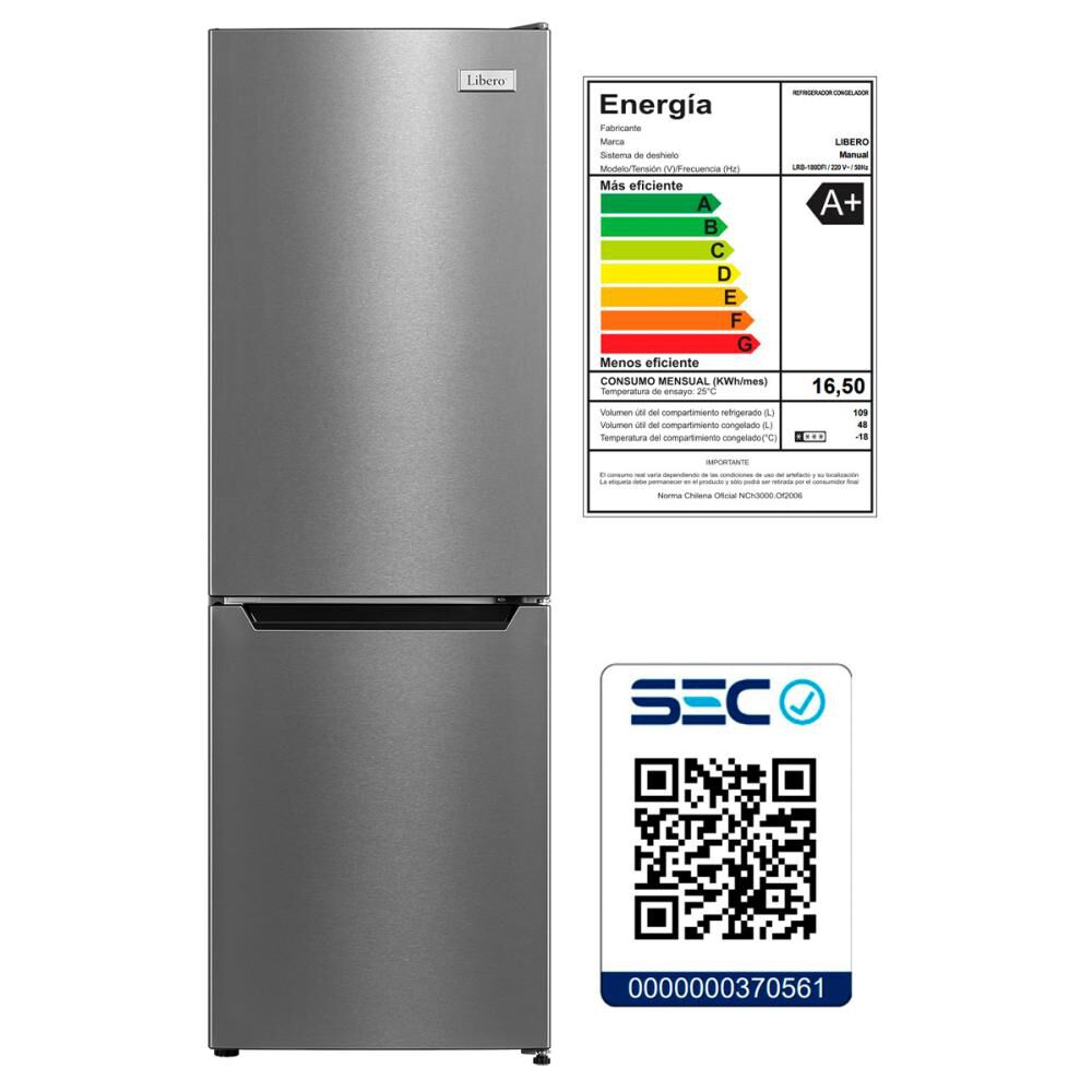 Refrigerador Bottom Freezer Libero LRB-180DFI / Frío Directo / 157 Litros / A+ image number 11.0