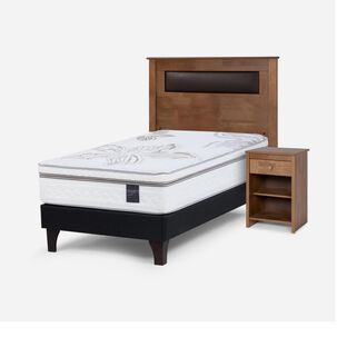 Cama Europea Rosen Art 4 / 1.5 Plazas / Base Normal  + Set Maderas Ferrara