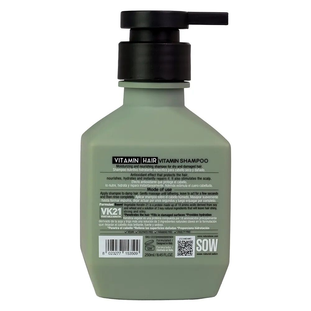 Sow Vitamin Hair Shampoo Vk21 Nutritivo Cabello Seco-da&ntilde;ado 250ml image number 3.0