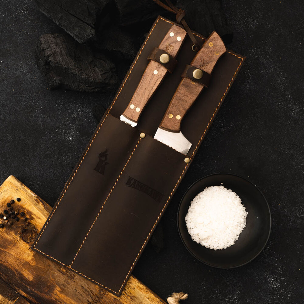 Set Parrillero: Tenedor + Cuchillo Con Funda De Cuero Café image number 4.0
