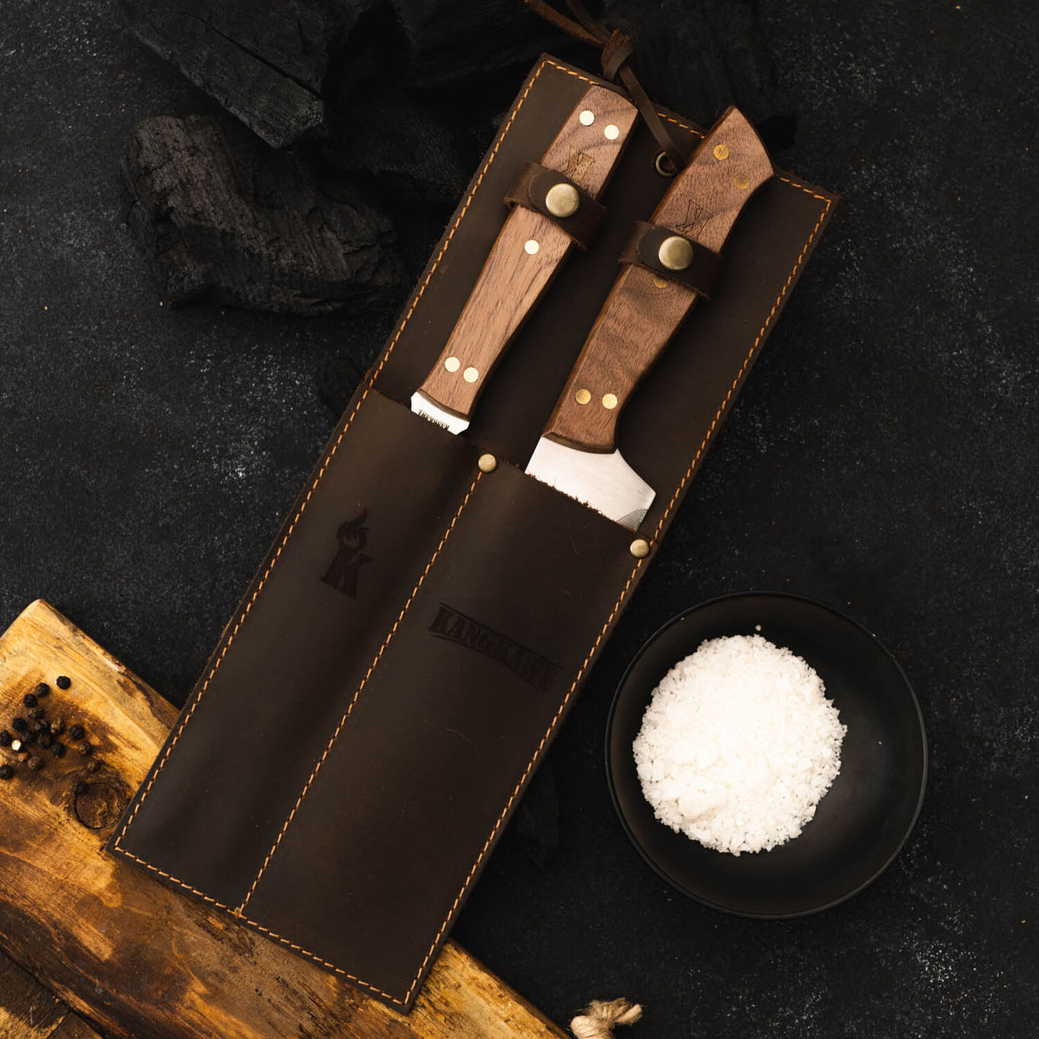Set Parrillero: Tenedor + Cuchillo Con Funda De Cuero Caf&eacute; image number 4.0
