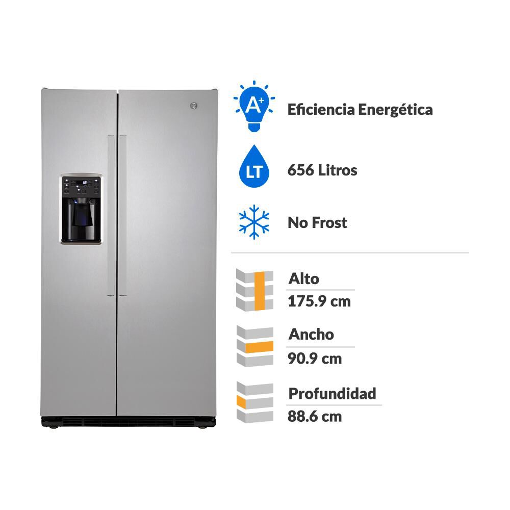 Refrigerador Side by Side General Electric GRC26FGKFSS / No Frost / 656 Litros / A+ image number 1.0