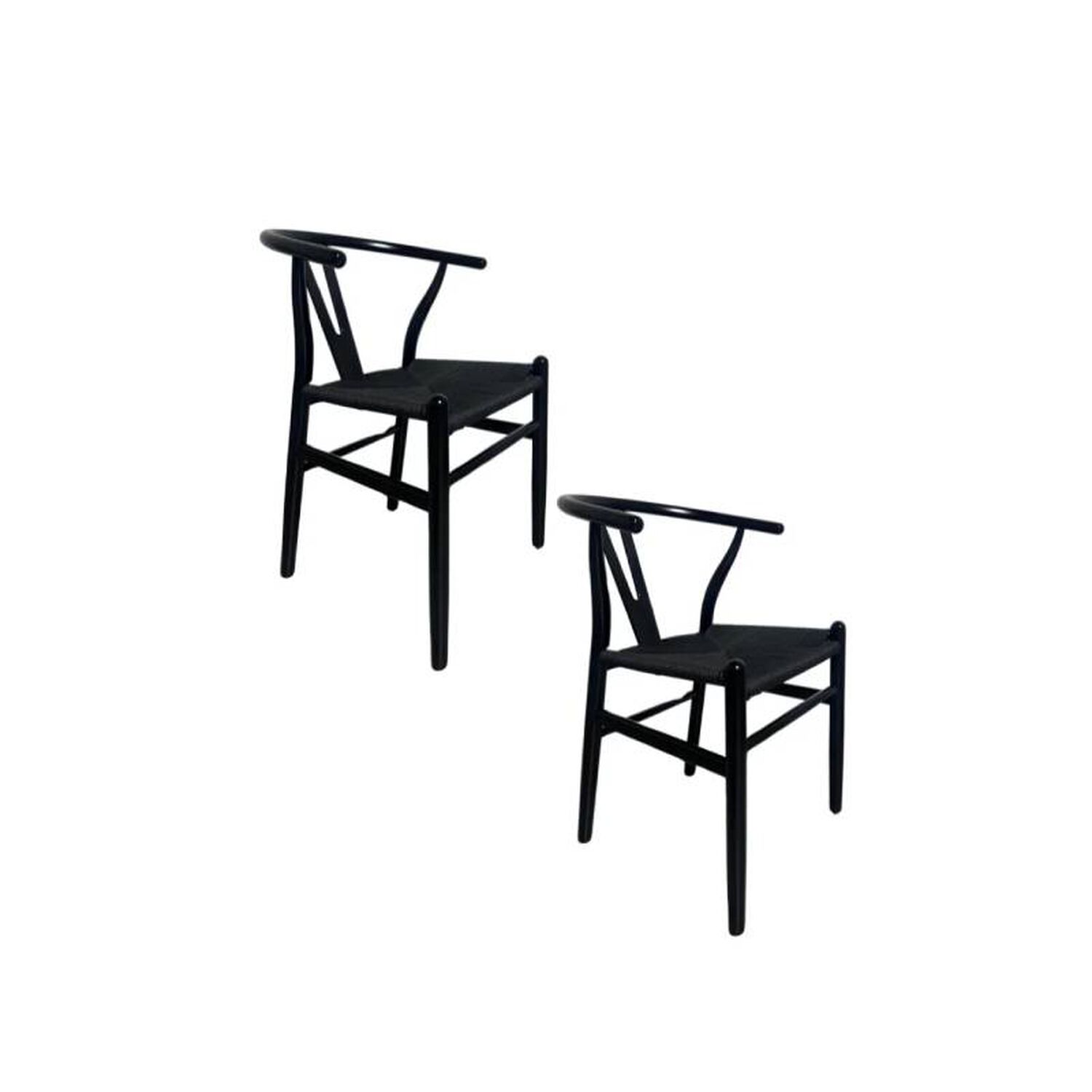 Pack 2 Sillas Wishbone Madera Asiento Rat&aacute;n Natural image number 0.0
