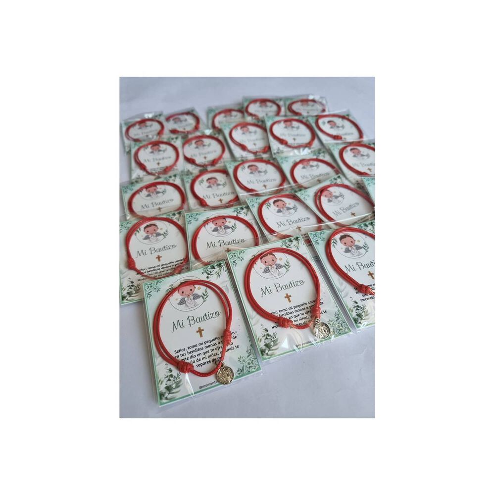Recuerdos Bautizo Encintados 12 Pulseras Bautismo + Tarjetas image number 2.0