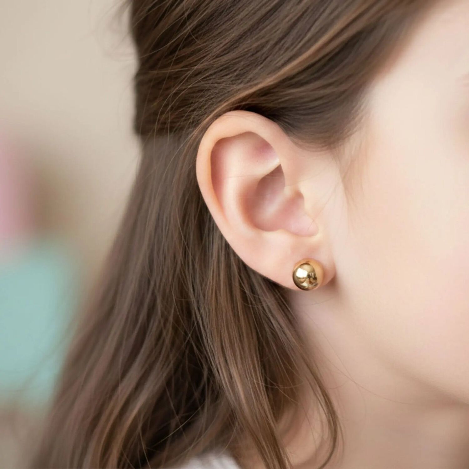 Aros Abridores Bolita 6 Mm No6 Oro 14k - Primeros Aros Dorado image number 2.0