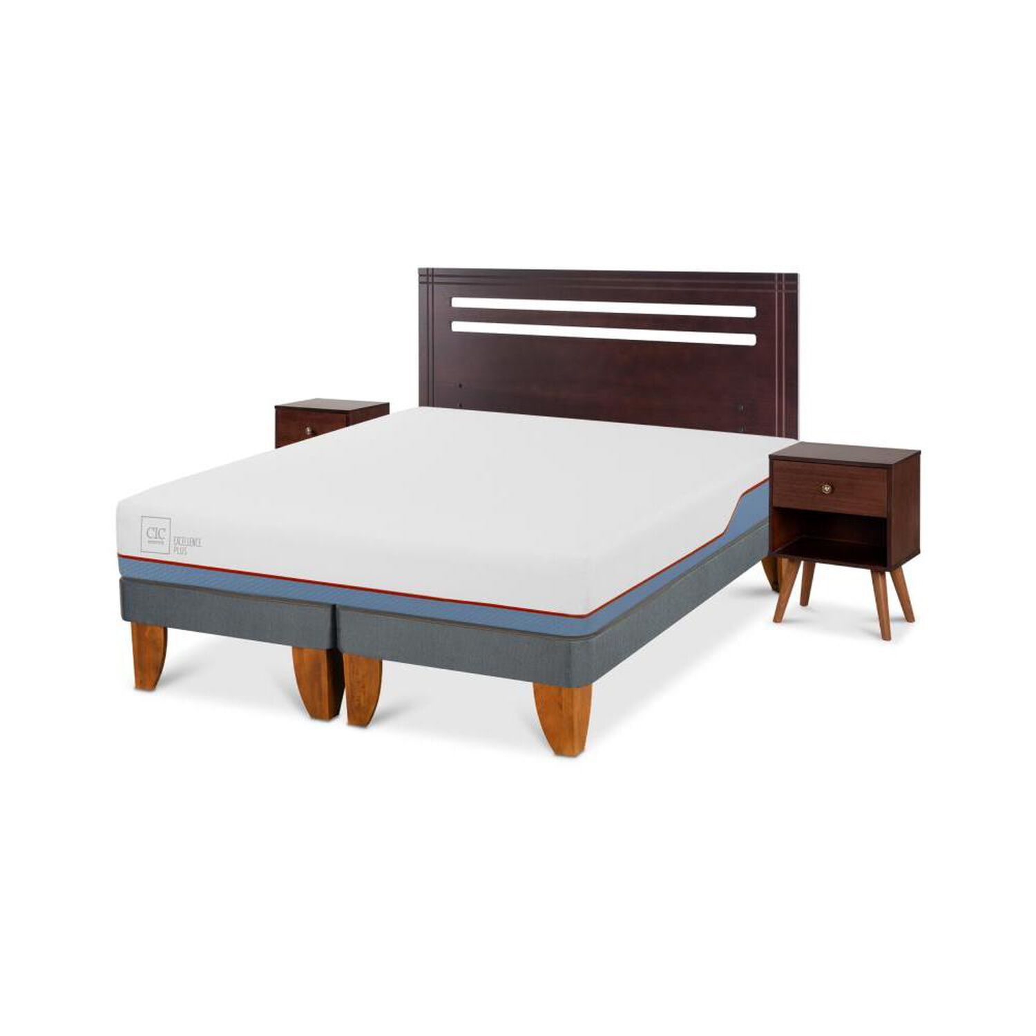 Cama Europea Cic Excellence Plus / 2 Plazas / Base Dividida + Set De Maderas image number 1.0