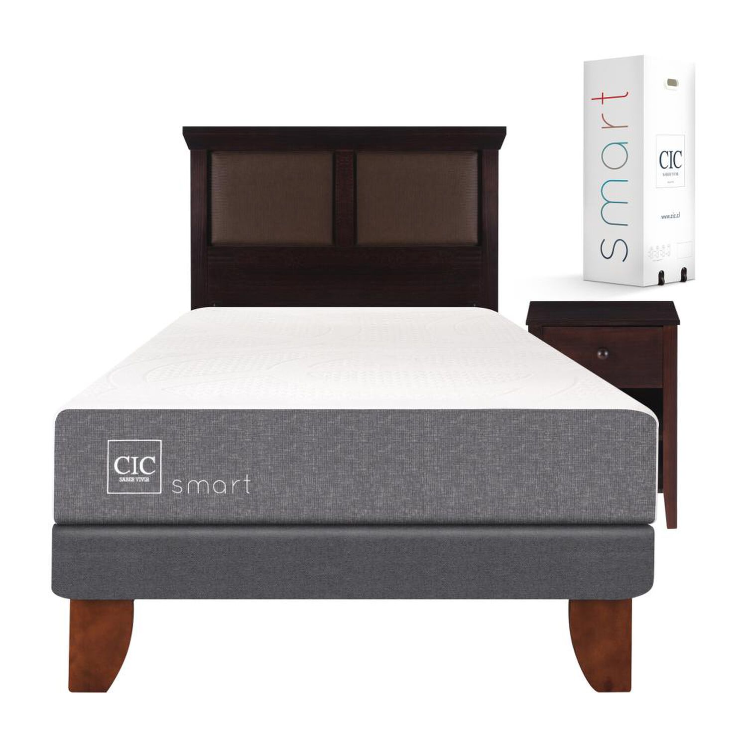 Cama Europea Cic Smart / 1.5 Plazas / Base Normal  + Set De Maderas image number 0.0