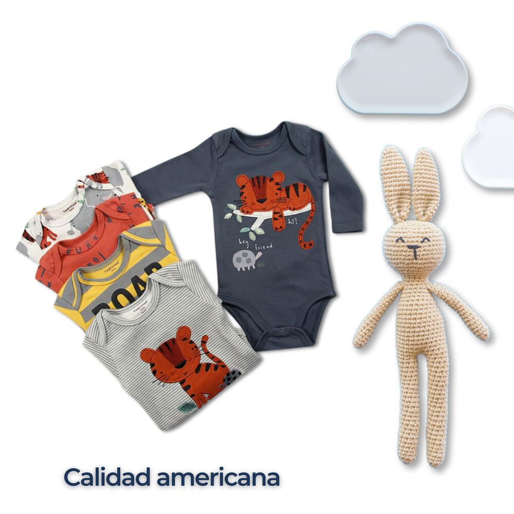 Pack 5 Bodys Niño Manga Larga Tedmimak 100% Algodón Safari Buddie image number 5.0