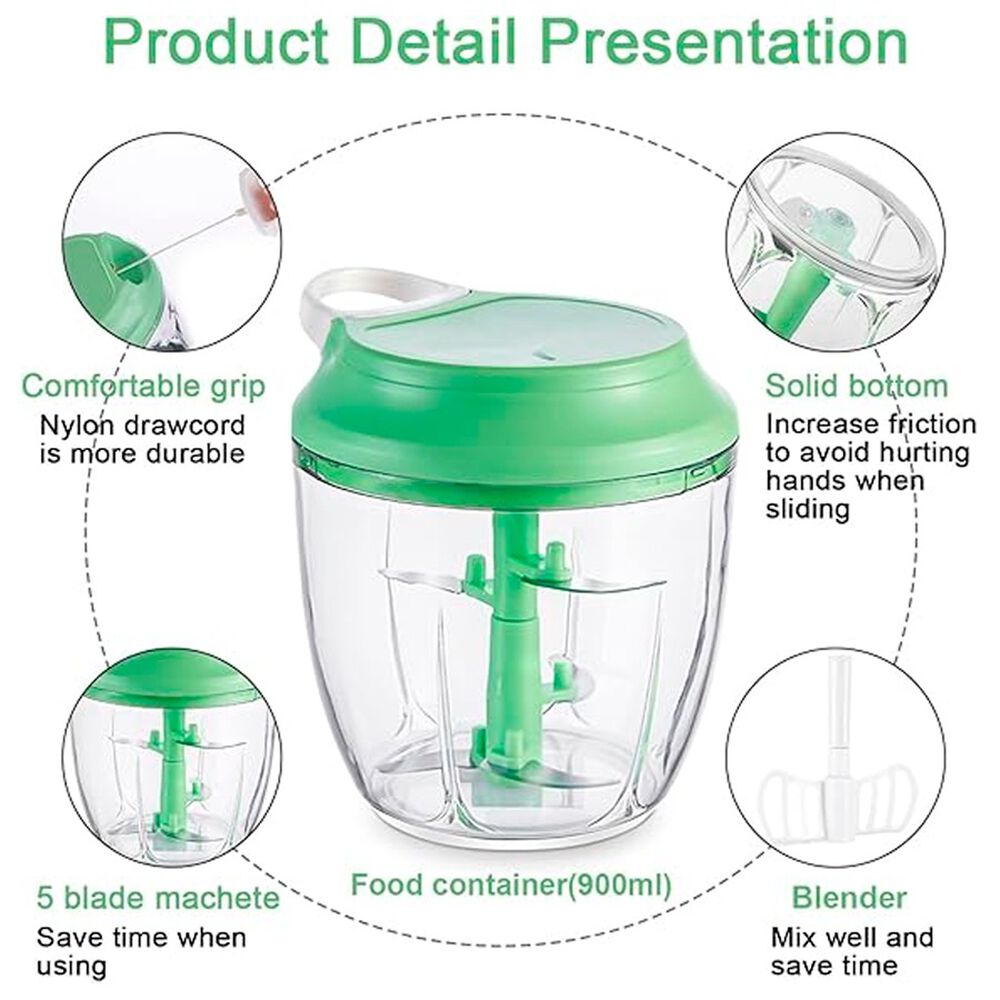 Picadora Manual Port&aacute;til Con Cuchillas De Acero Inoxidable Verde image number 1.0