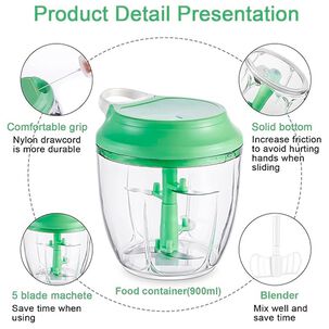 Picadora Manual Port&aacute;til Con Cuchillas De Acero Inoxidable Verde