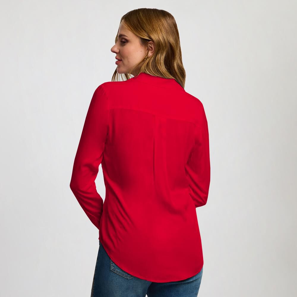 Blusa Básica Media Tapeta Manga Larga Cuello V Mujer Kimera image number 1.0