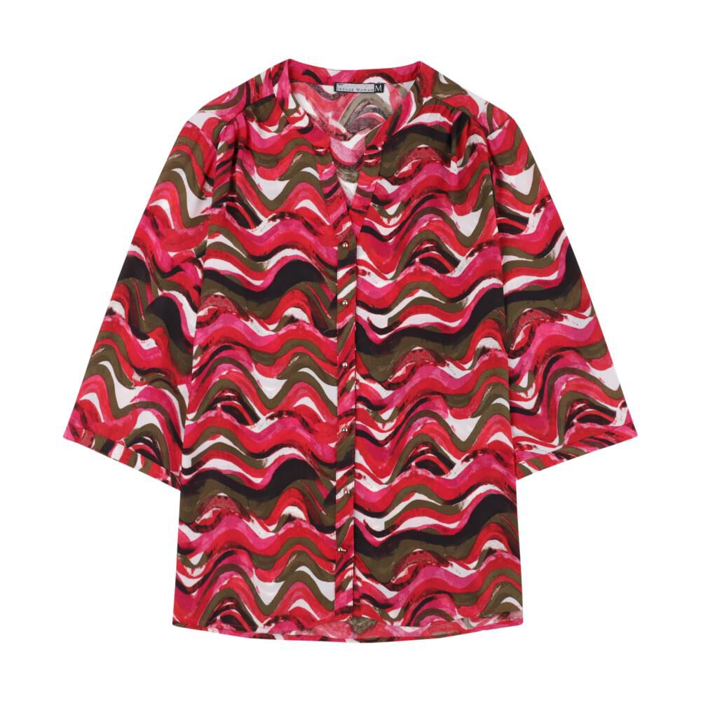 Blusa Full Print Manga 3/4 Roll Up Cuello Mao Mujer Lesage image number 0.0