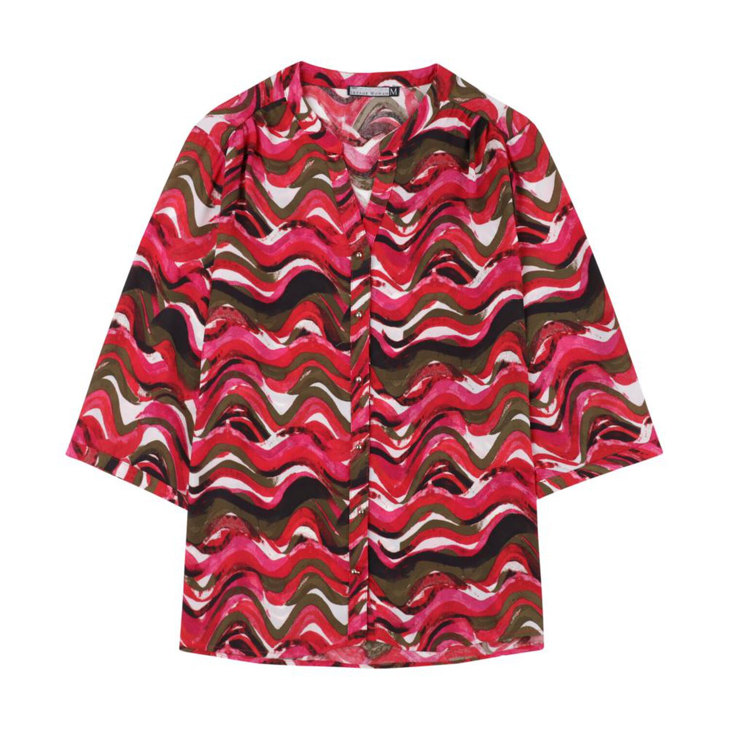 Blusa Full Print Manga 3/4 Roll Up Cuello Mao Mujer Lesage image number 0.0