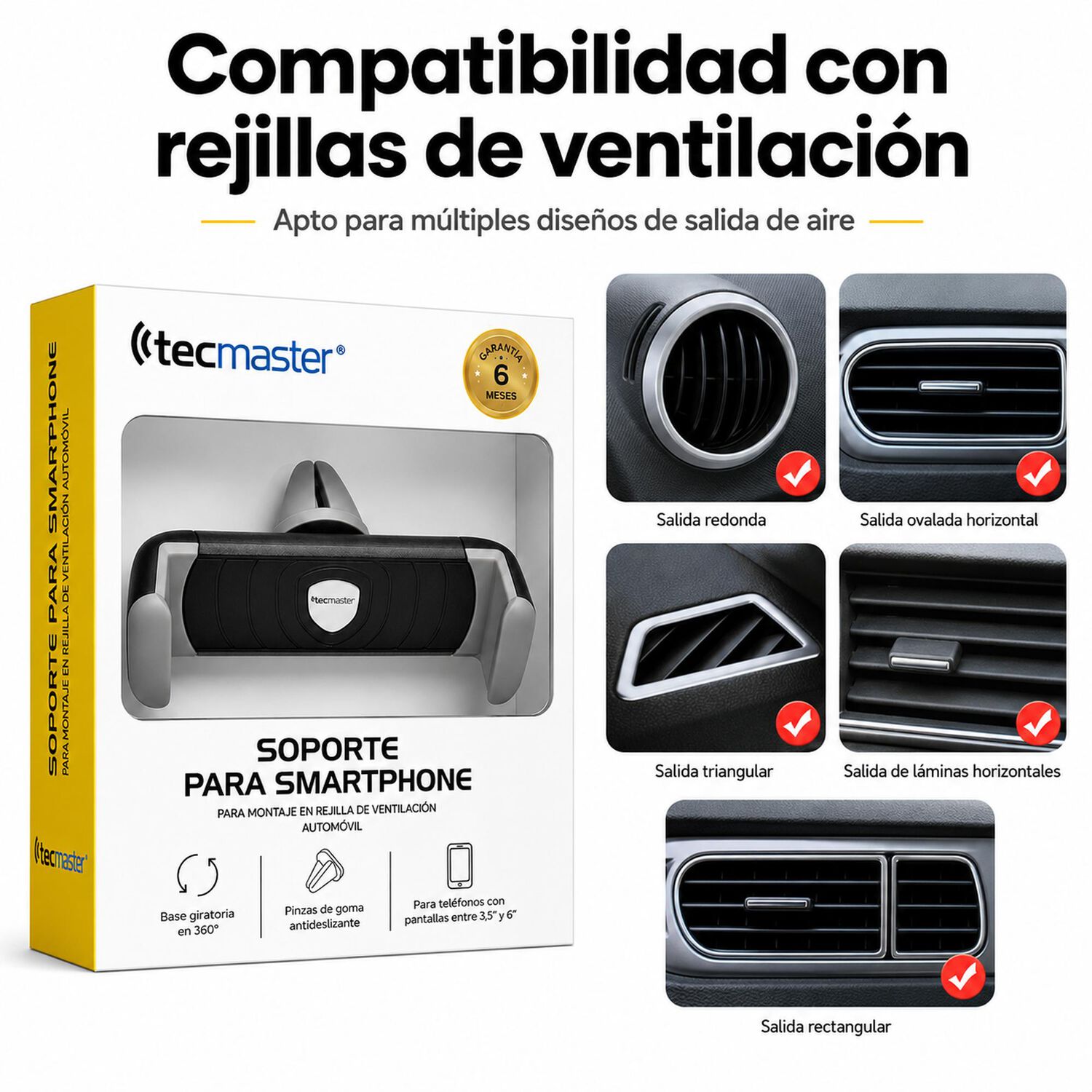 Soporte De Auto Para Rejilla Retr&aacute;ctil Tecmaster Tm-at-ph30 image number 5.0