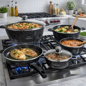 Juego De Ollas Granito 12 Piezas Roya Dessinng Color