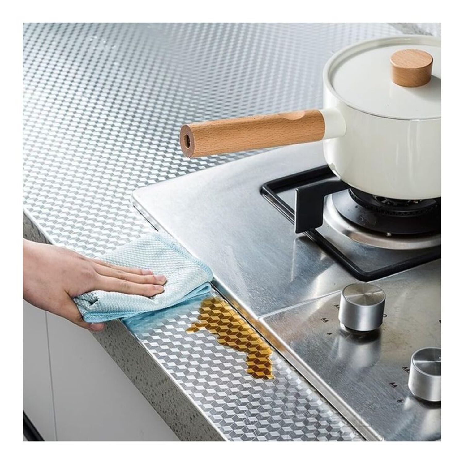 Papel Aluminio Autoadhesivo Antigrasa Para Cocina Impermeable Plateado 0.4x3m image number 4.0