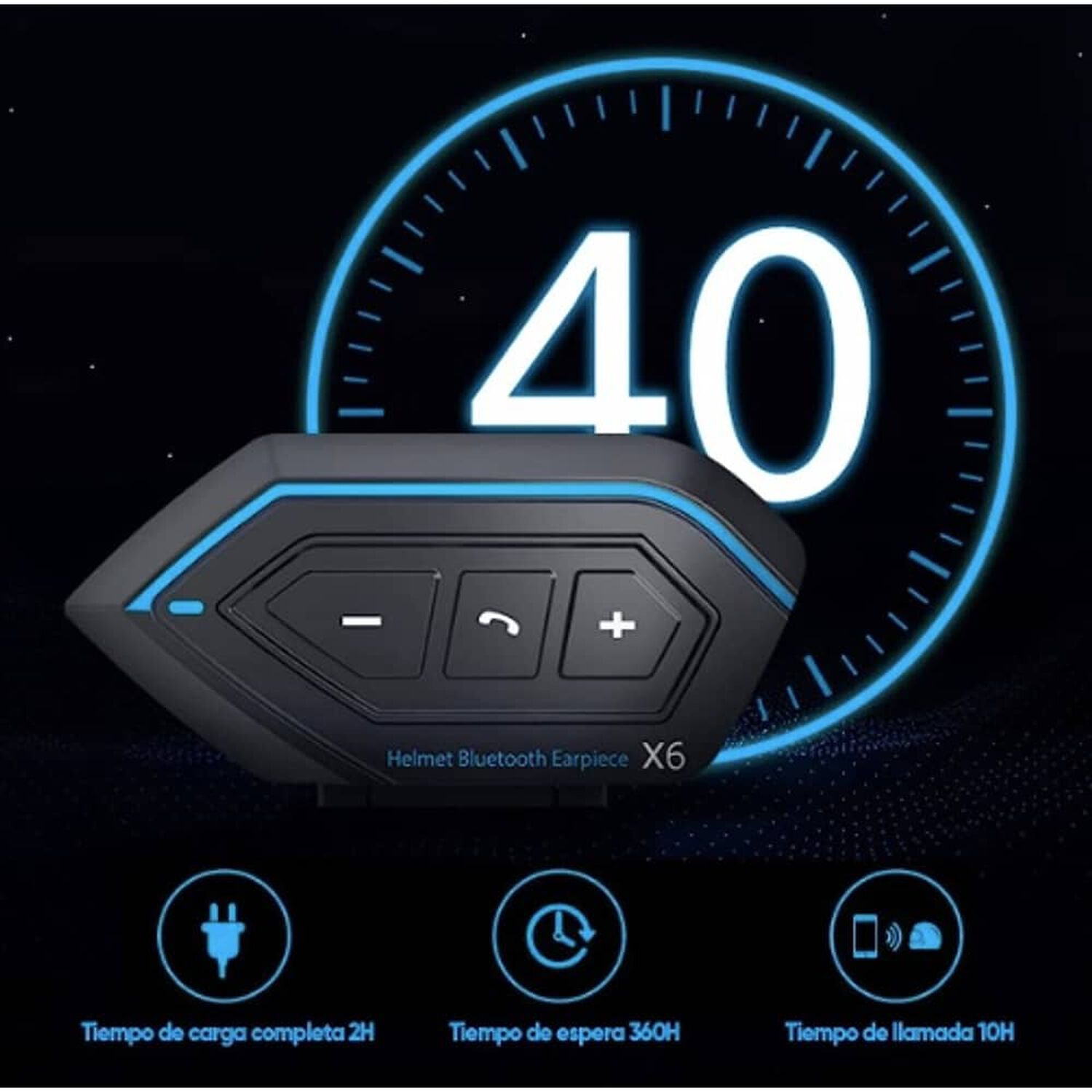 Aud&iacute;fonos Para Casco De Motos X6 Pro Bluetooth Impermeables image number 2.0