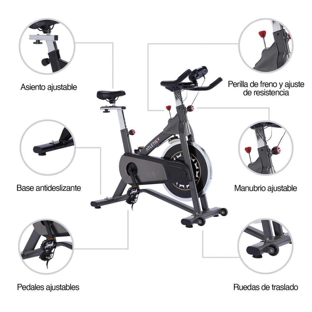 Bicicleta Spinning Sport Volante 10 Kg Gris image number 3.0