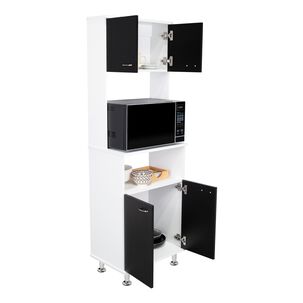 Mueble Microonad 4 Puertas Fm-011b Blanco Y Negro
