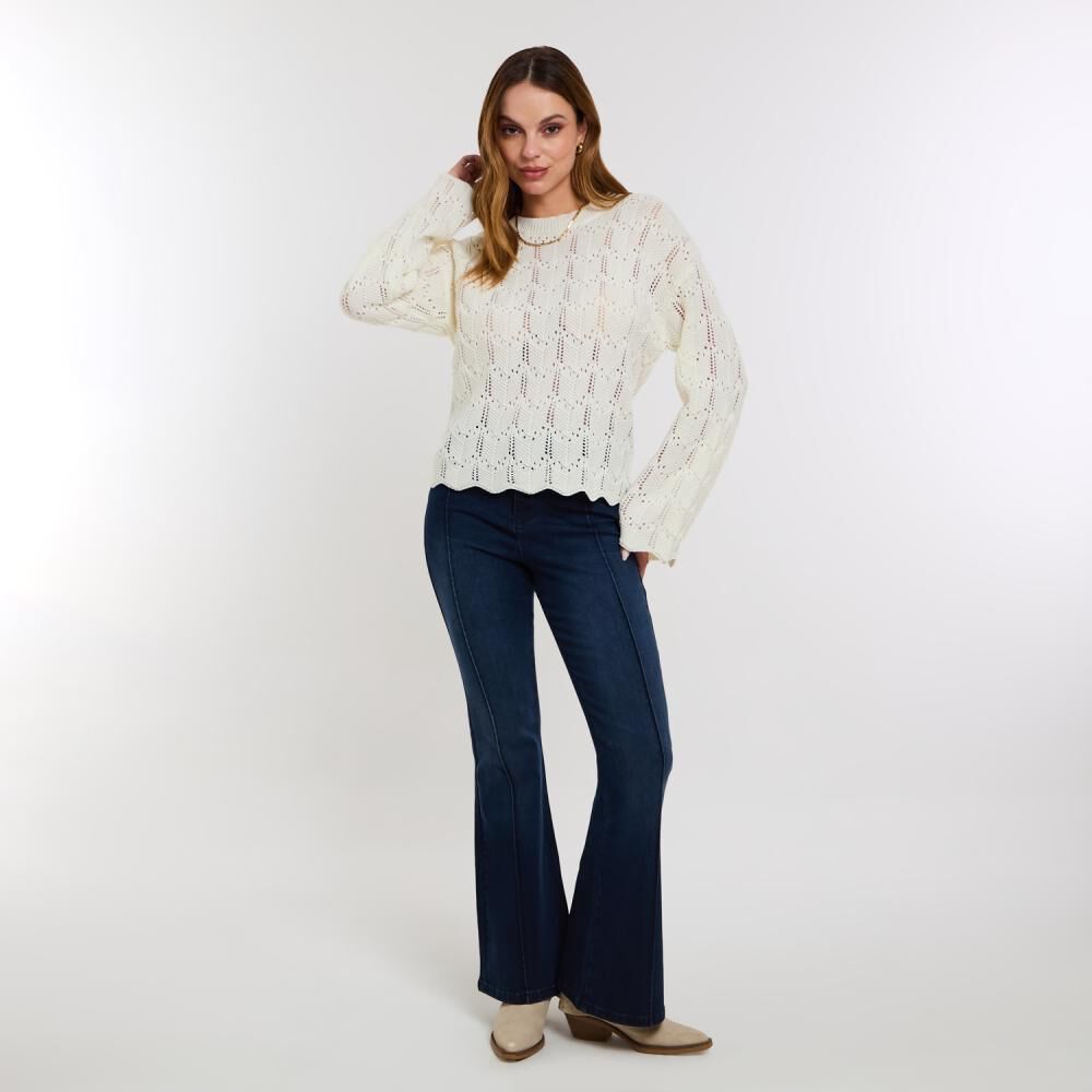 Sweater Calado Manga Larga Cuello Redondo Mujer Kimera image number 1.0