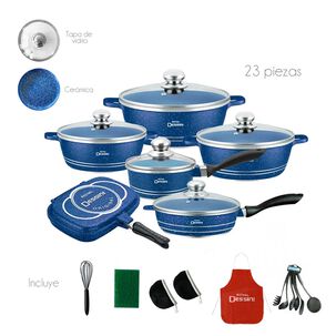 Juego De Ollas Granito Bateria De Cocina 23 Piezas Azul