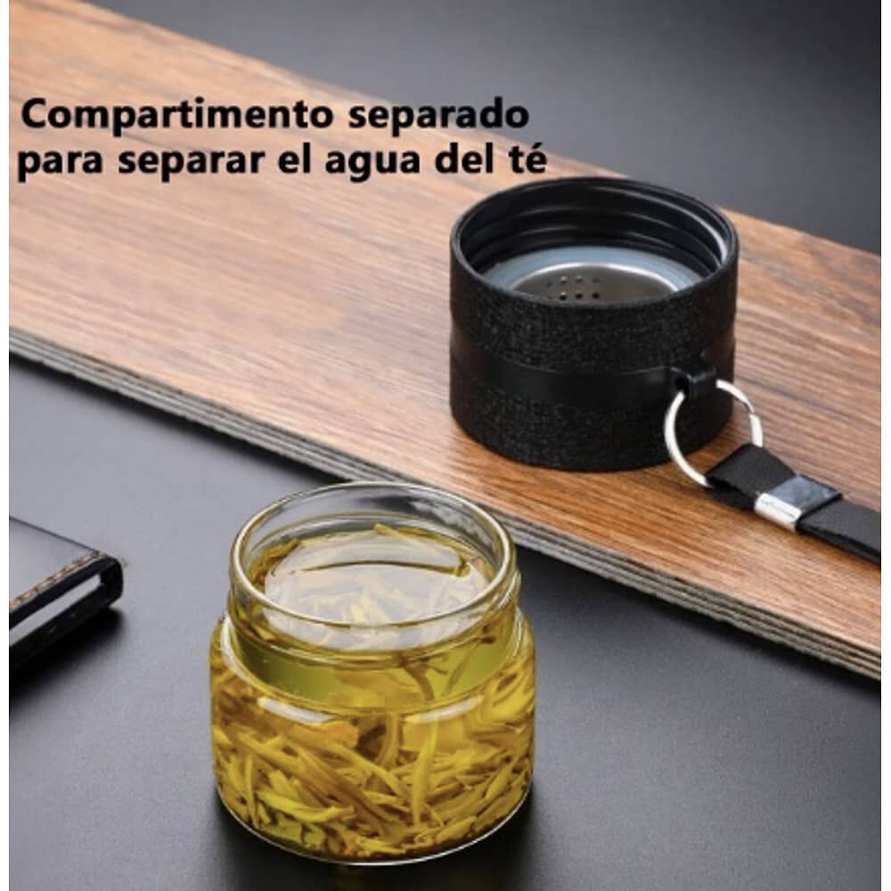 Botella Infusor Vidrio Borosilicato Infusi&oacute;n Separado De T&eacute; Blanco image number 6.0