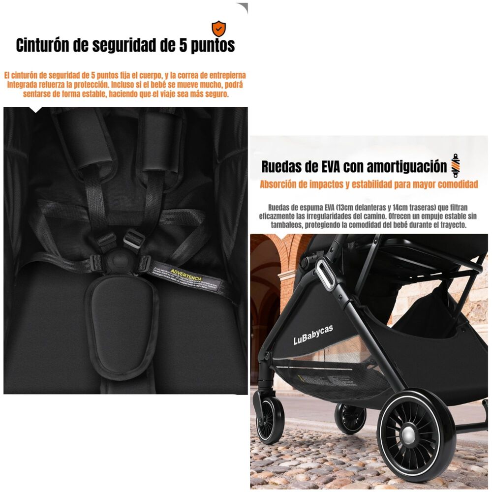 Coche De Paseo Lubabycas Elegante De Aluminio 0-3 A&ntilde;os Find image number 2.0