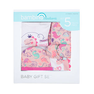 Set 5 Piezas Baby Gift Bambino Creations Dinosaurio Fucsia
