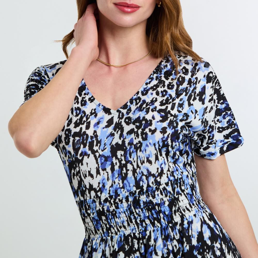 Vestido Largo Manga Corta Cuello V Mujer Lesage image number 4.0